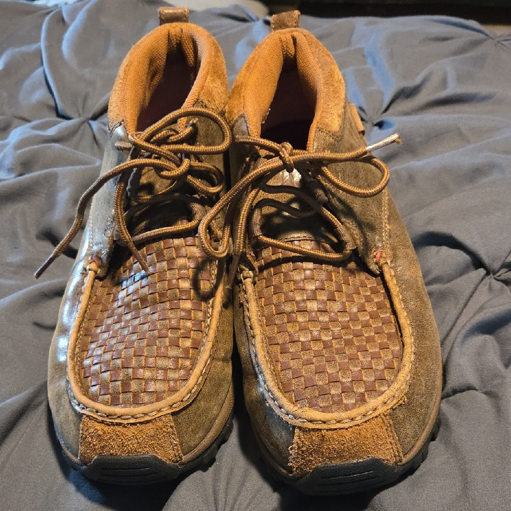 Twisted Boots Men's Brown Woven Leather & Suede Chukka Boots